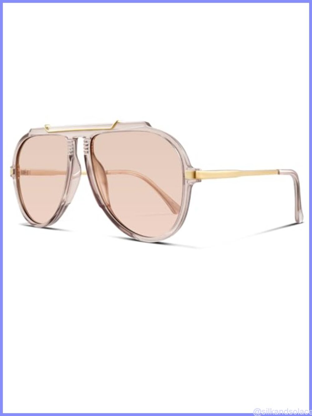 Oversized Aviator Sunglasses Gold Metal 70s Retro UV400 Shield
